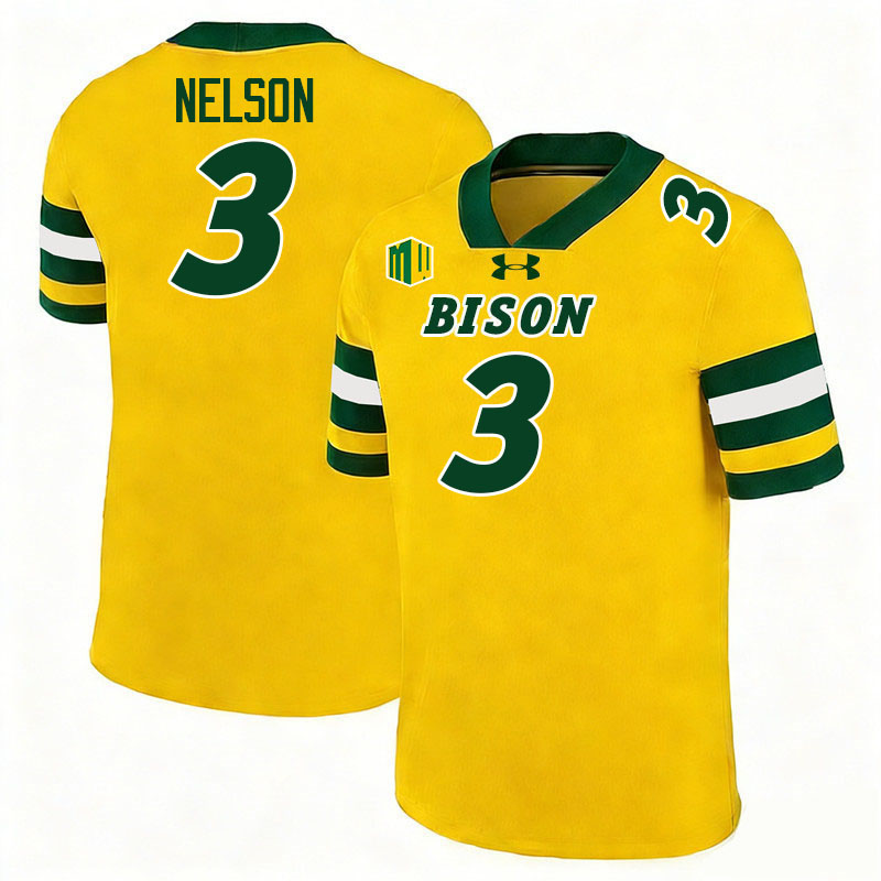 North Dakota State Bison #3 RaJa Nelson College Football Jerseys,Uniforms-Gold